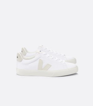 Men's Veja Campo Canvas Low-Top Sneakers White Beige | KOT3188HA