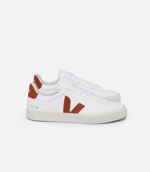 Men's Veja Campo Chromefree Leather Low-Top Sneakers White Brown | LFU6930JI