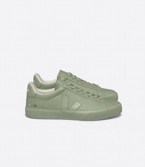 Men's Veja Campo Chromefree Leather Low-Top Sneakers Light Green | CUL7179EB