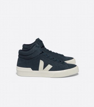 Men's Veja Minotaur Suede Boat High-Top Sneakers Dark Blue | DTL2061WT