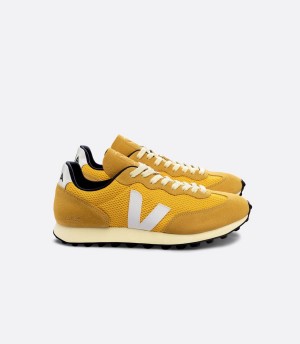 Men's Veja Rio Branco Alveomesh Ouro Running Shoes Yellow White | SND2510XV