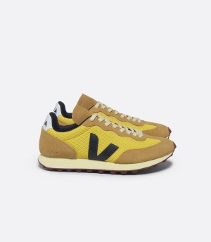 Men's Veja Rio Branco Alveomesh Tonic Moutarde Running Shoes Brown Yellow Black | DVR5423YS