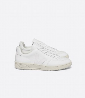 Men's Veja V-12 Leather Low-Top Sneakers White | RAQ8940EK