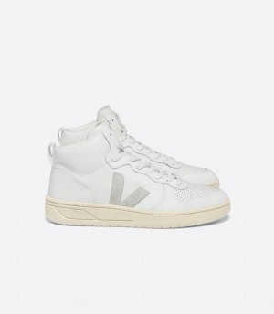 Men's Veja V-15 Leather High-Top Sneakers White | ITP2941JU