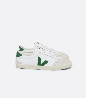 Men's Veja Volley Canvas Low-Top Sneakers White Green | QEJ1834MO