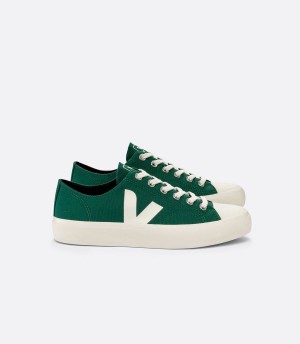 Men's Veja Wata II Low Canvas Poker Low-Top Sneakers Green | JJK5357WK