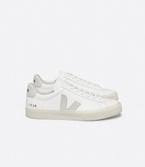 Women's Veja Campo Chromefree Leather Low-Top Sneakers White Grey | UWB158RY