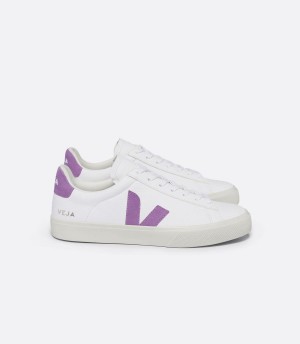 Women's Veja Campo Chromefree Leather Mulberry Low-Top Sneakers White Purple | TJW8410HP