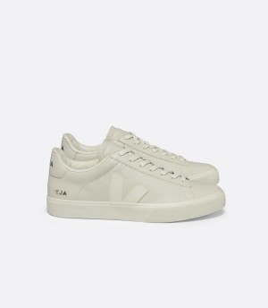 Women's Veja Campo Fured Chromefree Leather Low-Top Sneakers White | ZSV5984XR