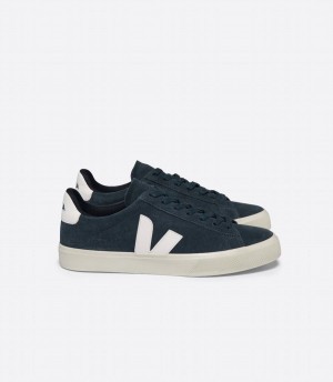 Women's Veja Campo Suede Boat Low-Top Sneakers Blue White | CBM3261NB