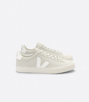 Women's Veja Campo Suede Low-Top Sneakers Beige White | NDO5117WC