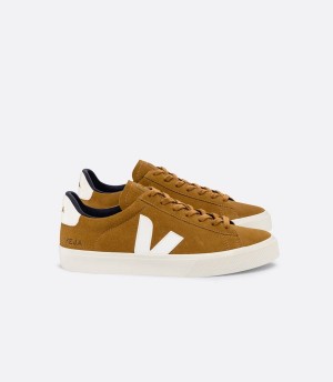 Women's Veja Campo Suede Low-Top Sneakers Dark Brown White | MSP4652JJ