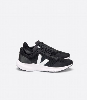 Women's Veja Marlin V-knit Running Shoes Black White | TKE4660MQ