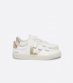 Women's Veja Recife Chromefree Leather Low-Top Sneakers White Gold | XIA4844VD