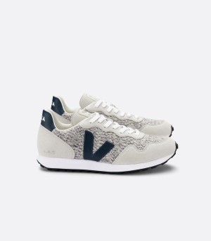 Women's Veja Sdu Alveomesh Flannel Snow Boat Running Shoes White Black | SDV1264XN