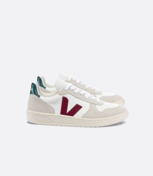 Women's Veja V-10 B-mesh Brittany Low-Top Sneakers White Beige Red Green | MFN4072CL