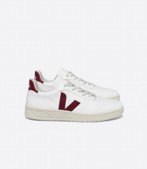 Women's Veja V-10 Cwl Low-Top Sneakers White Red | YAS8621AS