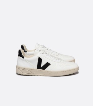 Women's Veja V-10 Cwl Low-Top Sneakers White Black | XAX4682BA