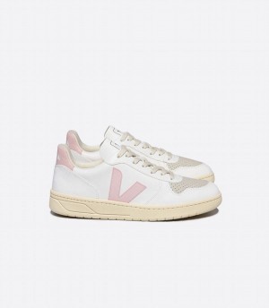 Women's Veja V-10 Cwl Petale Low-Top Sneakers White Pink | KLT3590CL