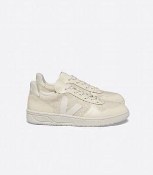 Women's Veja V-10 J-mesh Jute Low-Top Sneakers Beige White | LCY8880SF