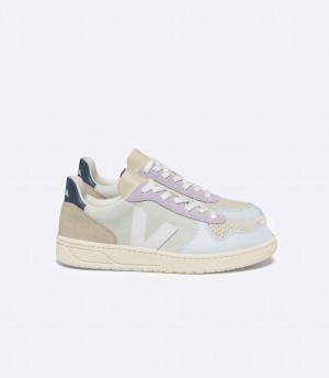 Women's Veja V-10 Suede Jade Low-Top Sneakers Beige Blue Purple | LBI9832UD