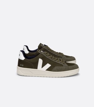 Women's Veja V-12 Vegan B-mesh Low-Top Sneakers Green White | KWO4913HQ