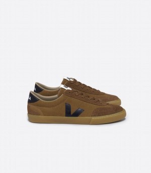 Women's Veja Volley Suede Low-Top Sneakers Brown Black | FQA6536IF