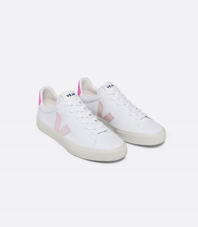 Men's Veja Campo Canvas Petale Sari Low-Top Sneakers White Pink | SBJ3325HN