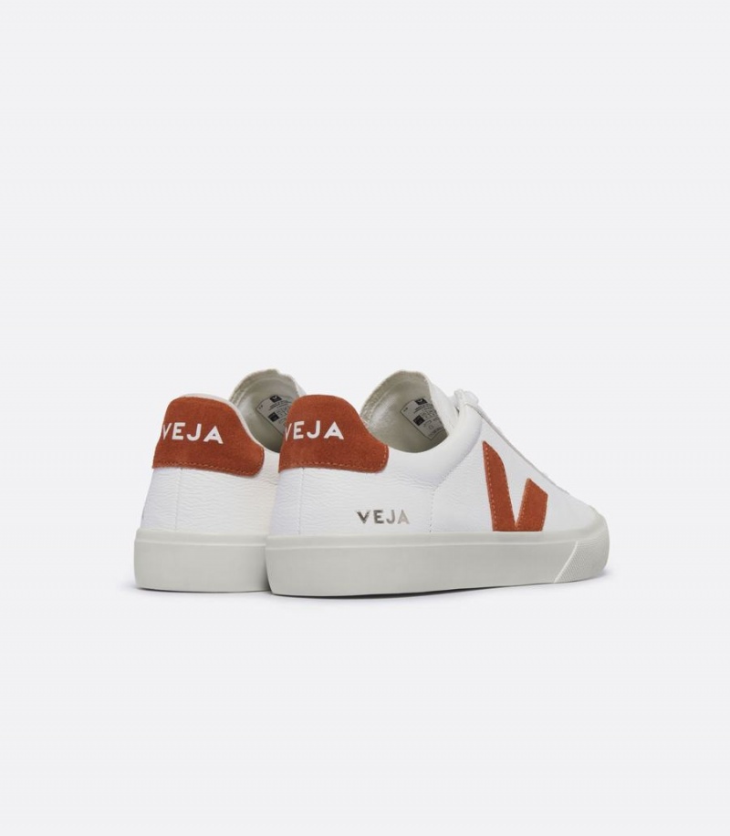 Men's Veja Campo Chromefree Leather Low-Top Sneakers White Brown | LFU6930JI