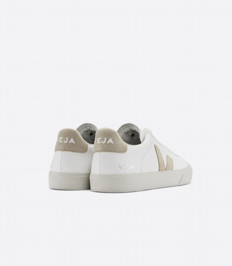 Men's Veja Campo Chromefree Leather Low-Top Sneakers White Beige | TRN6196IG