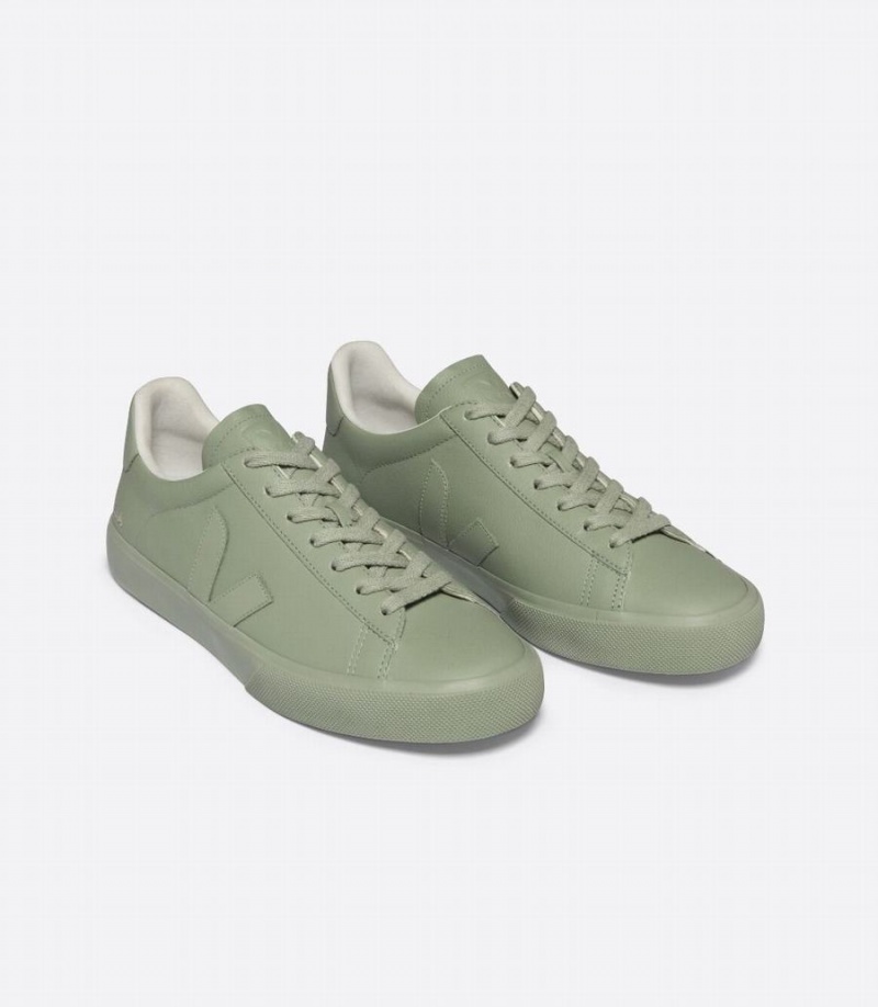 Men's Veja Campo Chromefree Leather Low-Top Sneakers Light Green | CUL7179EB