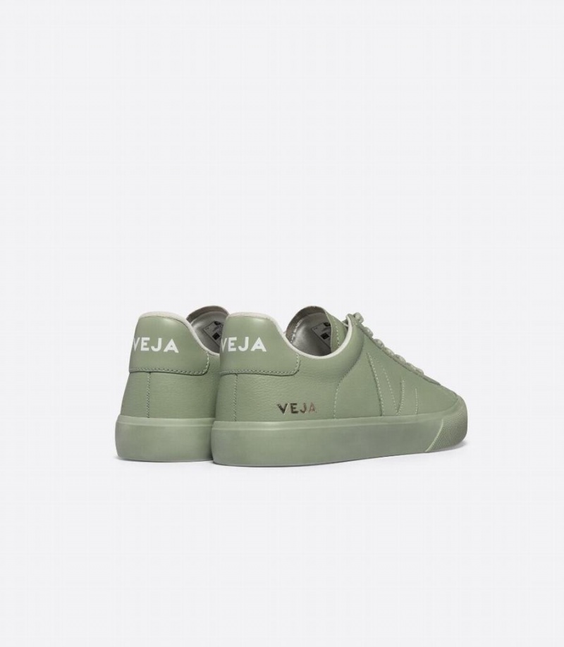 Men's Veja Campo Chromefree Leather Low-Top Sneakers Light Green | CUL7179EB