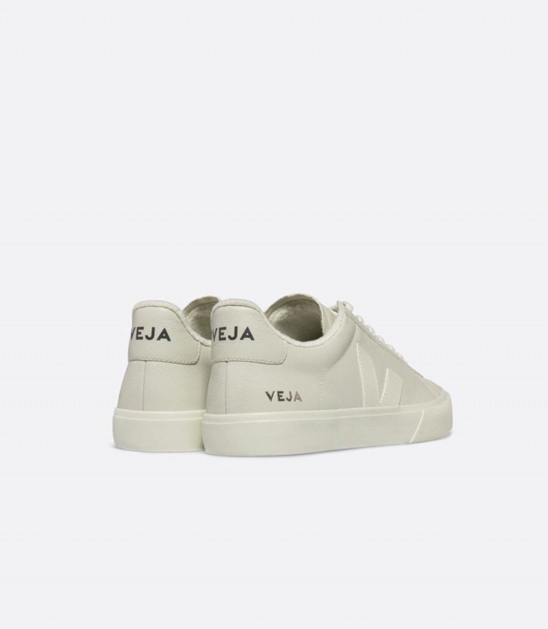 Men's Veja Campo Fured Chromefree Leather Low-Top Sneakers White | BLM9146MN