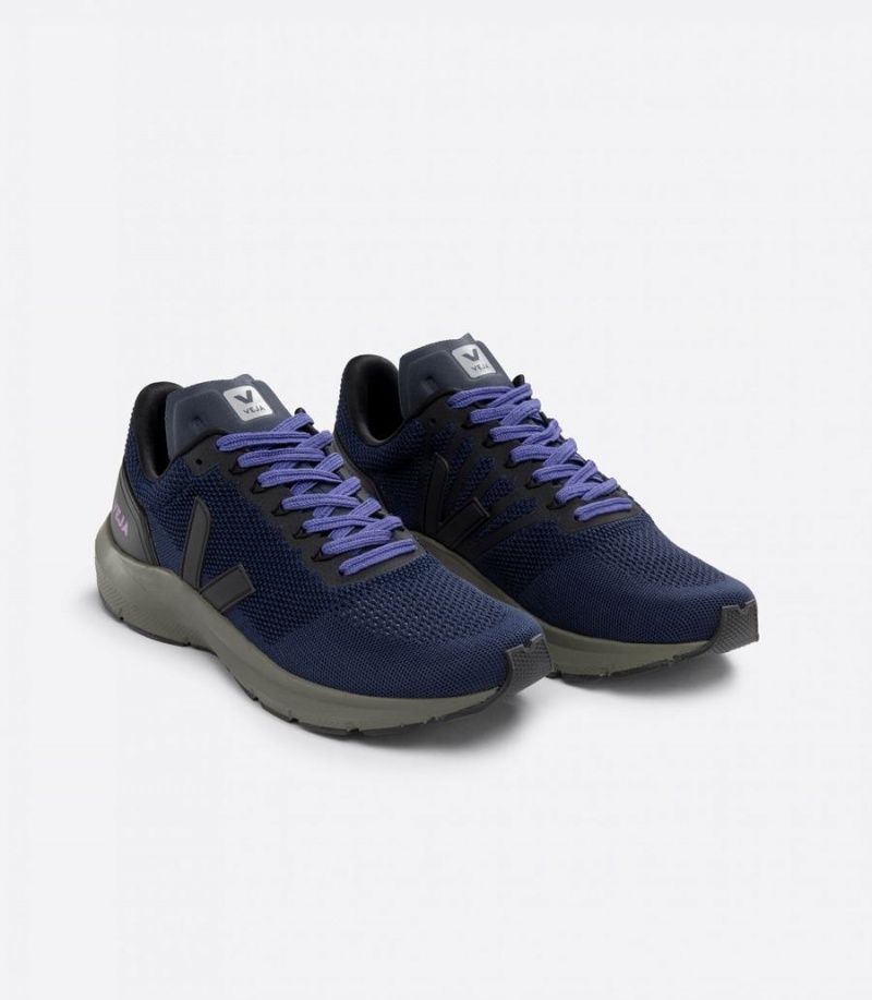 Men's Veja Marlin V Knit Nil Running Shoes Blue Black | ZFY5467KR