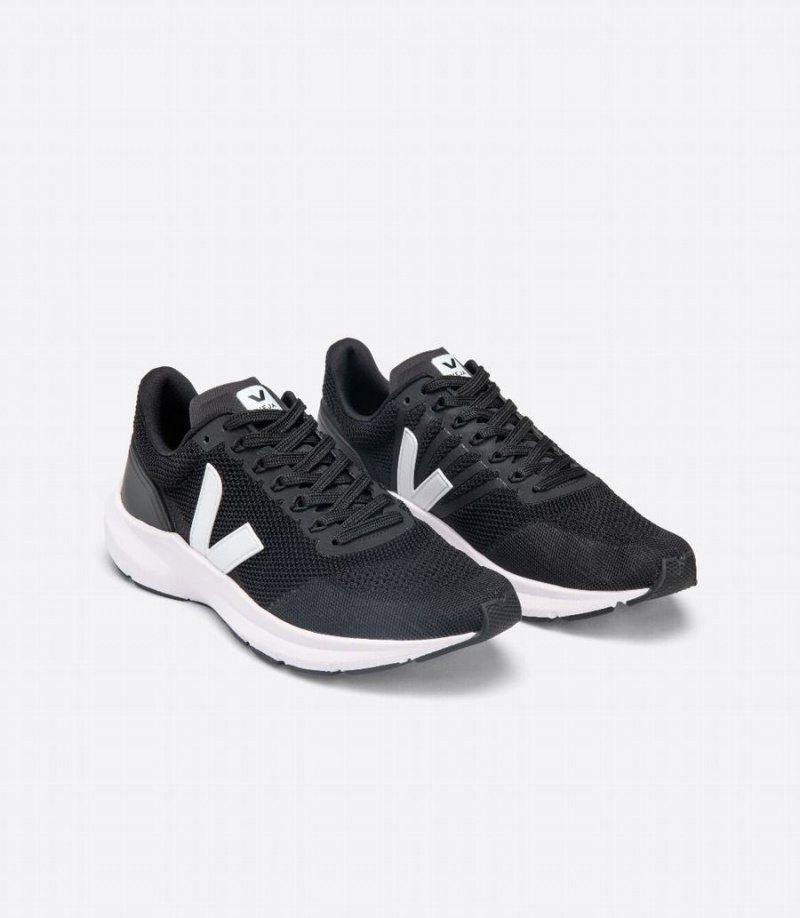 Men's Veja Marlin V-knit Running Shoes Black White | WGU707IC