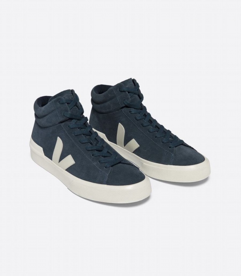 Men's Veja Minotaur Suede Boat High-Top Sneakers Dark Blue | DTL2061WT