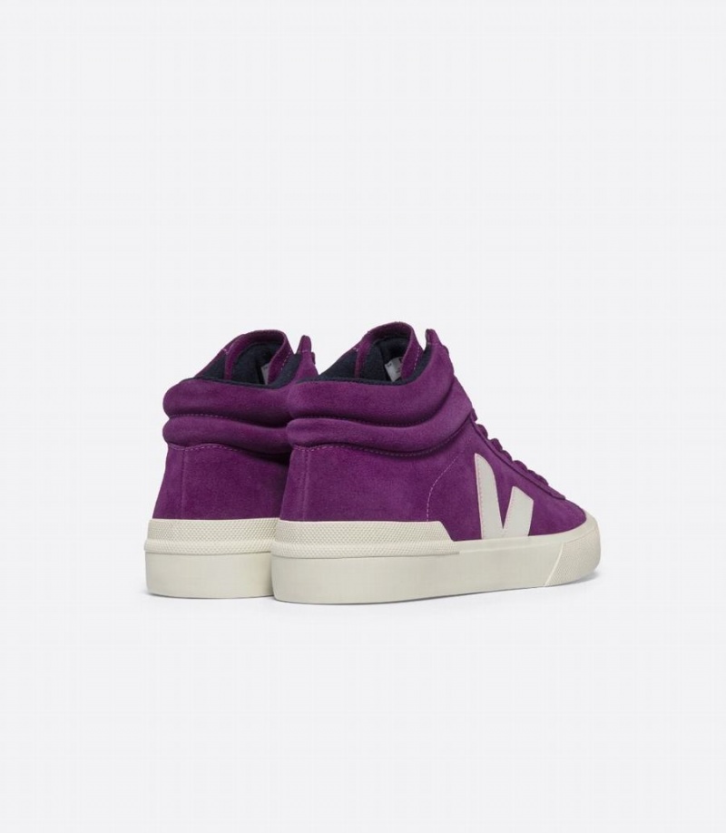 Men's Veja Minotaur Suede High-Top Sneakers Purple White | IZL1178OA