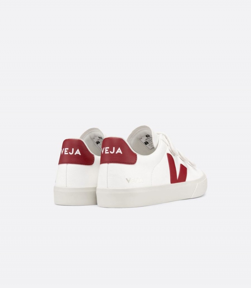 Men's Veja Recife Chromefree Leather Low-Top Sneakers White Red | BIW8428TC