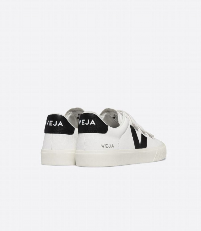 Men's Veja Recife Chromefree Leather Low-Top Sneakers White Black | RXR9830CP