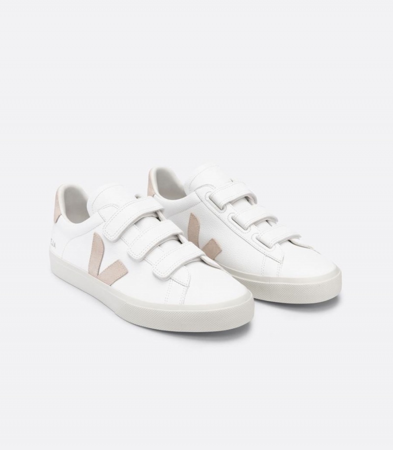 Men's Veja Recife Chromefree Leather Sable Low-Top Sneakers White Beige | LUK8463YO