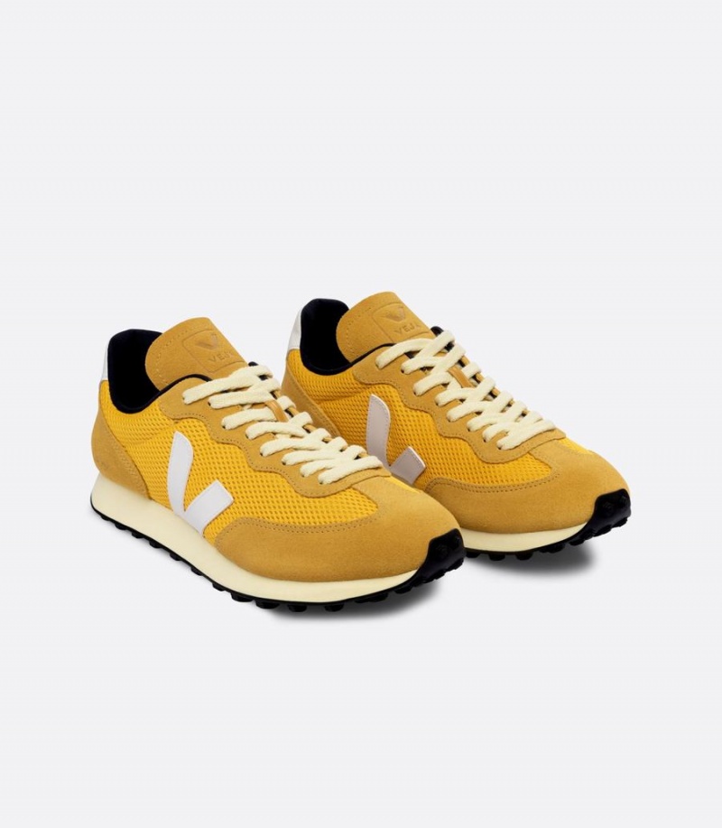 Men's Veja Rio Branco Alveomesh Ouro Running Shoes Yellow White | SND2510XV