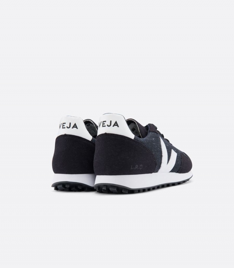 Men's Veja Sdu Rec Flannel Dark Running Shoes Black White | UPM9258YH