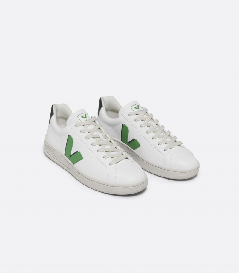 Men's Veja Urca Cwl Leaf Low-Top Sneakers White Black Green | VYB4851ZG