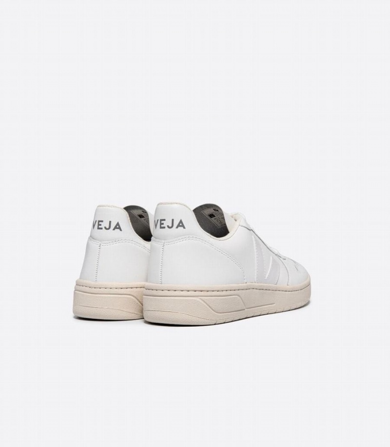 Men's Veja V-10 Leather Low-Top Sneakers White | LPQ8253HO