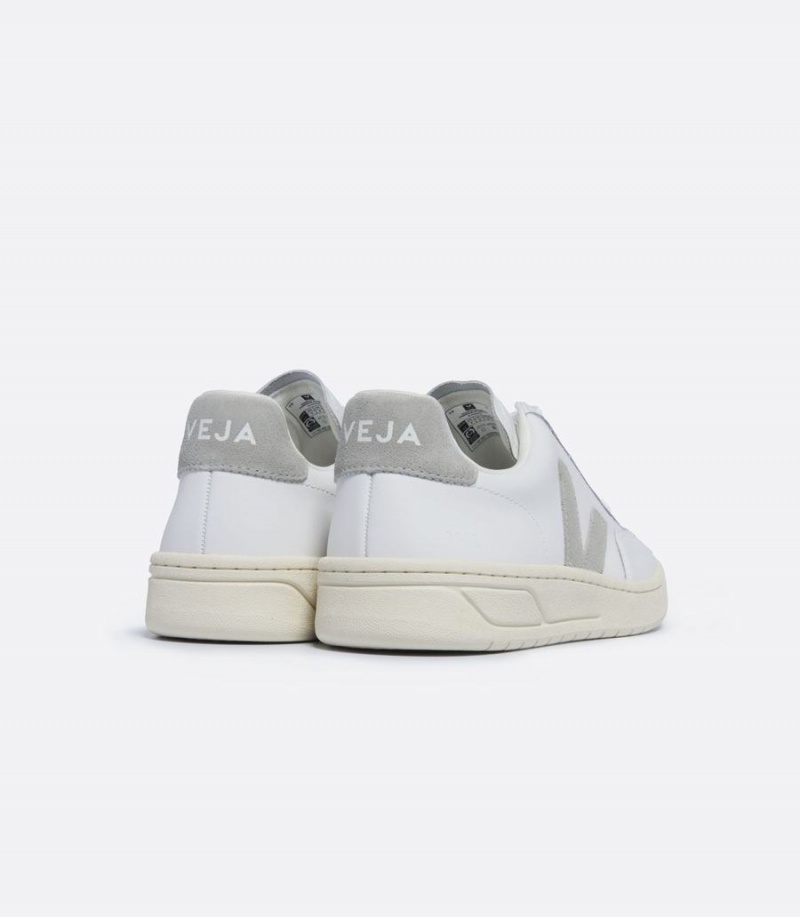 Men's Veja V-12 Leather Low-Top Sneakers White Light Grey | XUK16UP