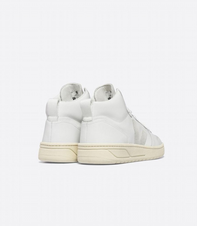 Men's Veja V-15 Leather High-Top Sneakers White | ITP2941JU