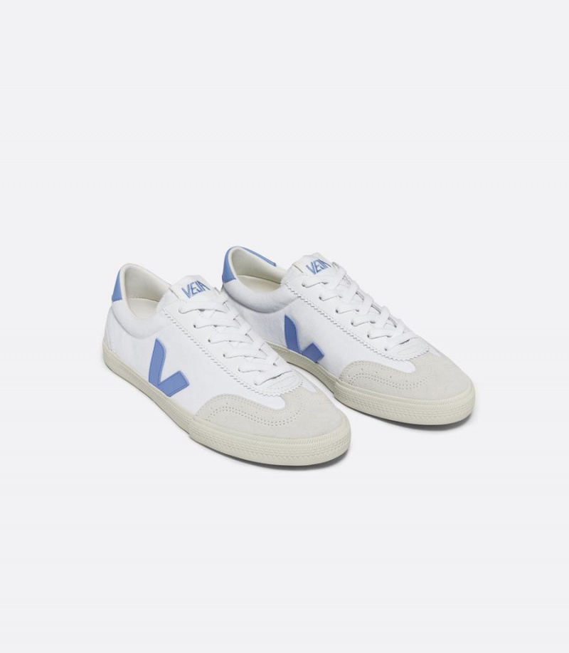 Men's Veja Volley Canvas Low-Top Sneakers White Blue | JVQ957CE