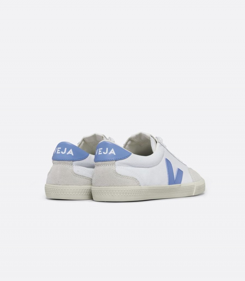 Men's Veja Volley Canvas Low-Top Sneakers White Blue | JVQ957CE