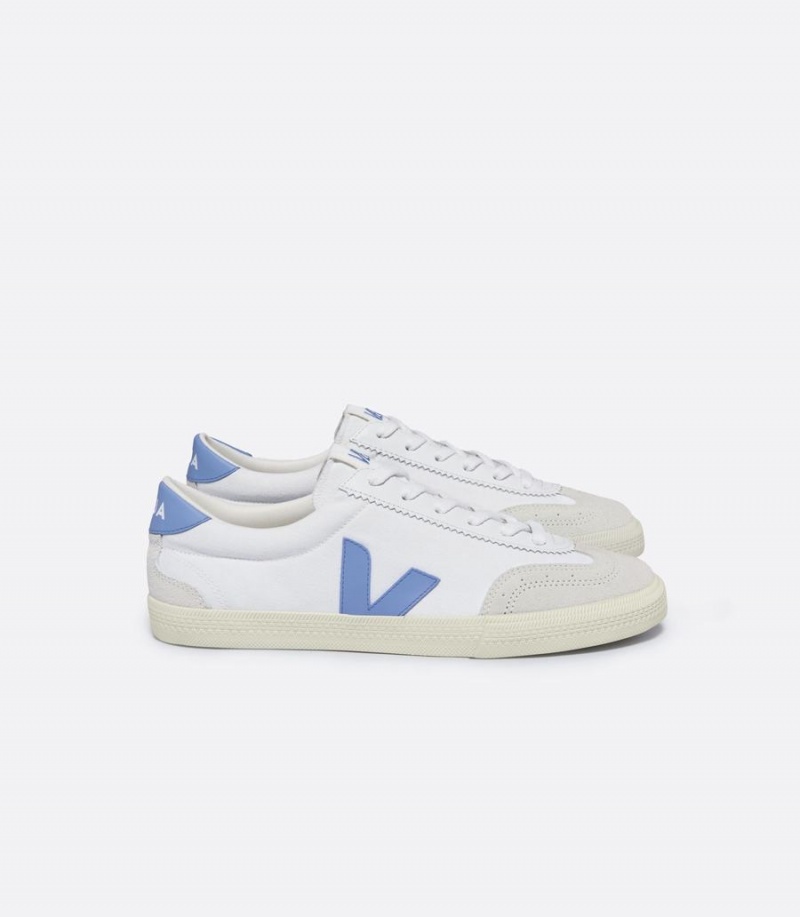 Men\'s Veja Volley Canvas Low-Top Sneakers White Blue | JVQ957CE