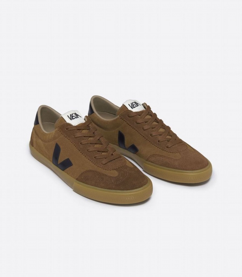 Men's Veja Volley Suede Low-Top Sneakers Brown Black | ZFP1194RT